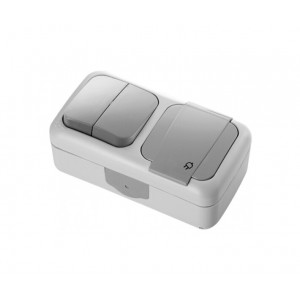 Вимикач 2кл. + Розетка з/з IP54 Palmiye