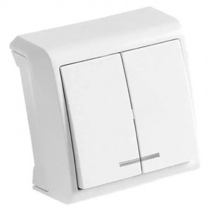Вимикач 2кл.з підсвіткою, зовнішній, білий Vera VIKO