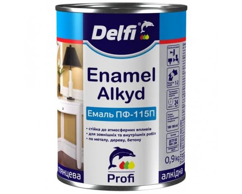 DELFI Емаль ПФ-115П біла глянсова 0,9кг